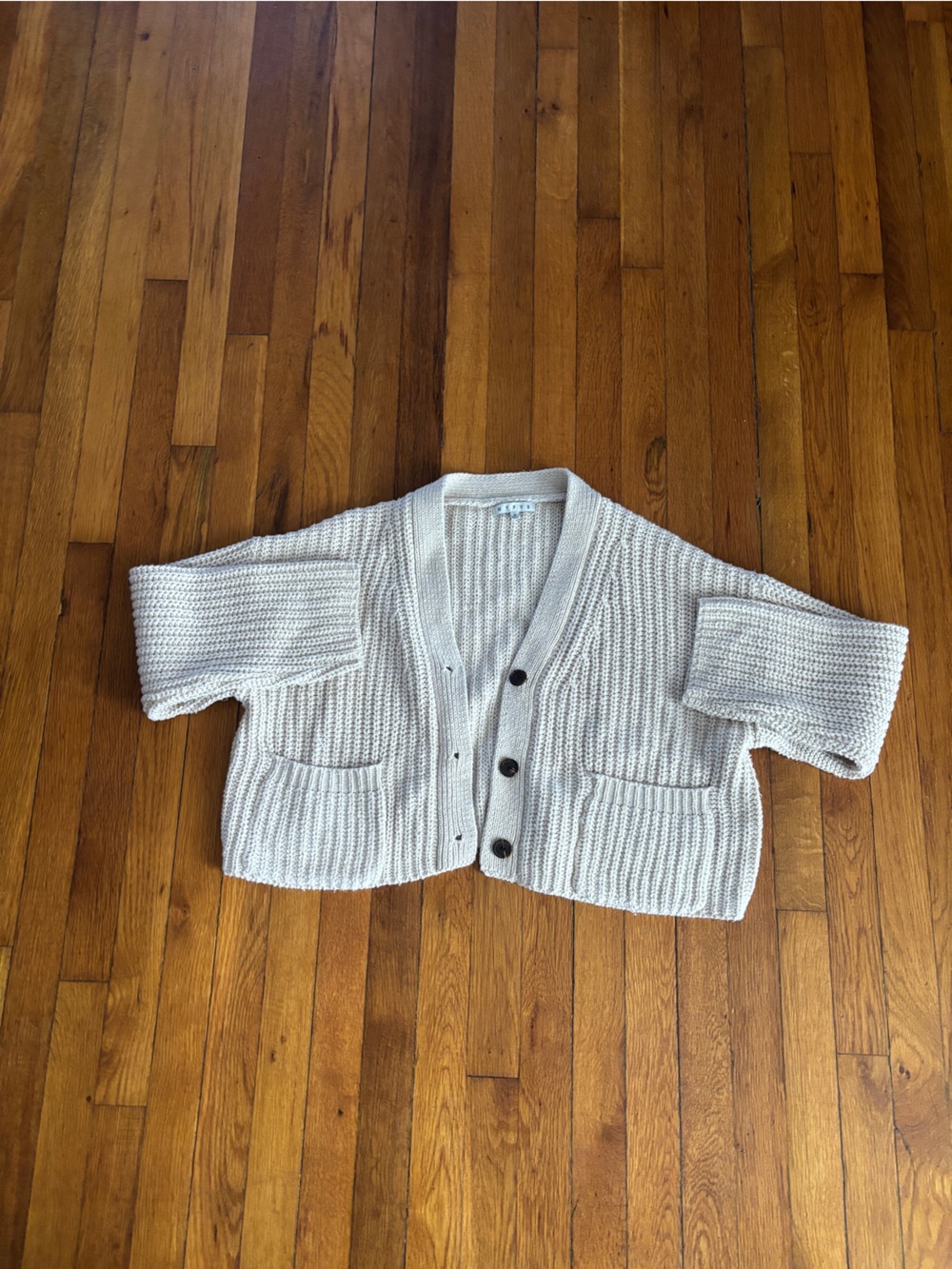 HYFVE Cream Chunky Knit Button-Front Cardigan